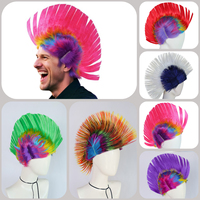 Rainbow Synthetic Cosplay Wig Mohawk Wig Hallowmas Masquerade Punk Mohican Hairstyle Cockscomb Hair Cosplay Wig