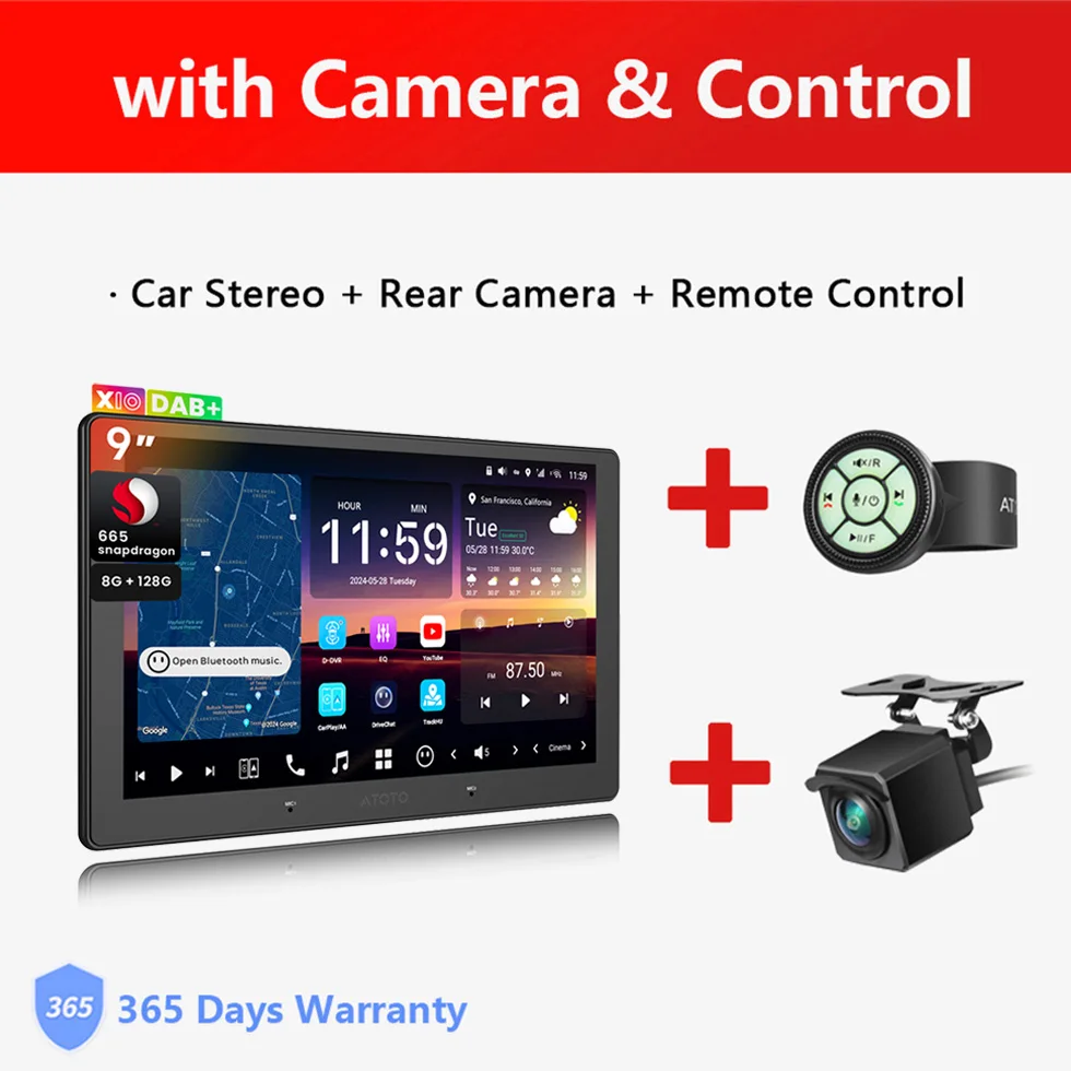 9 inch DAB Android autoradio dubbel 2 Din, AI Agent spraakassistent, LiveView externe camera bewaking parkeerhulp, 4G LTE Bluetooth stereo CarPlay scherm 2Din X10 Atotozone