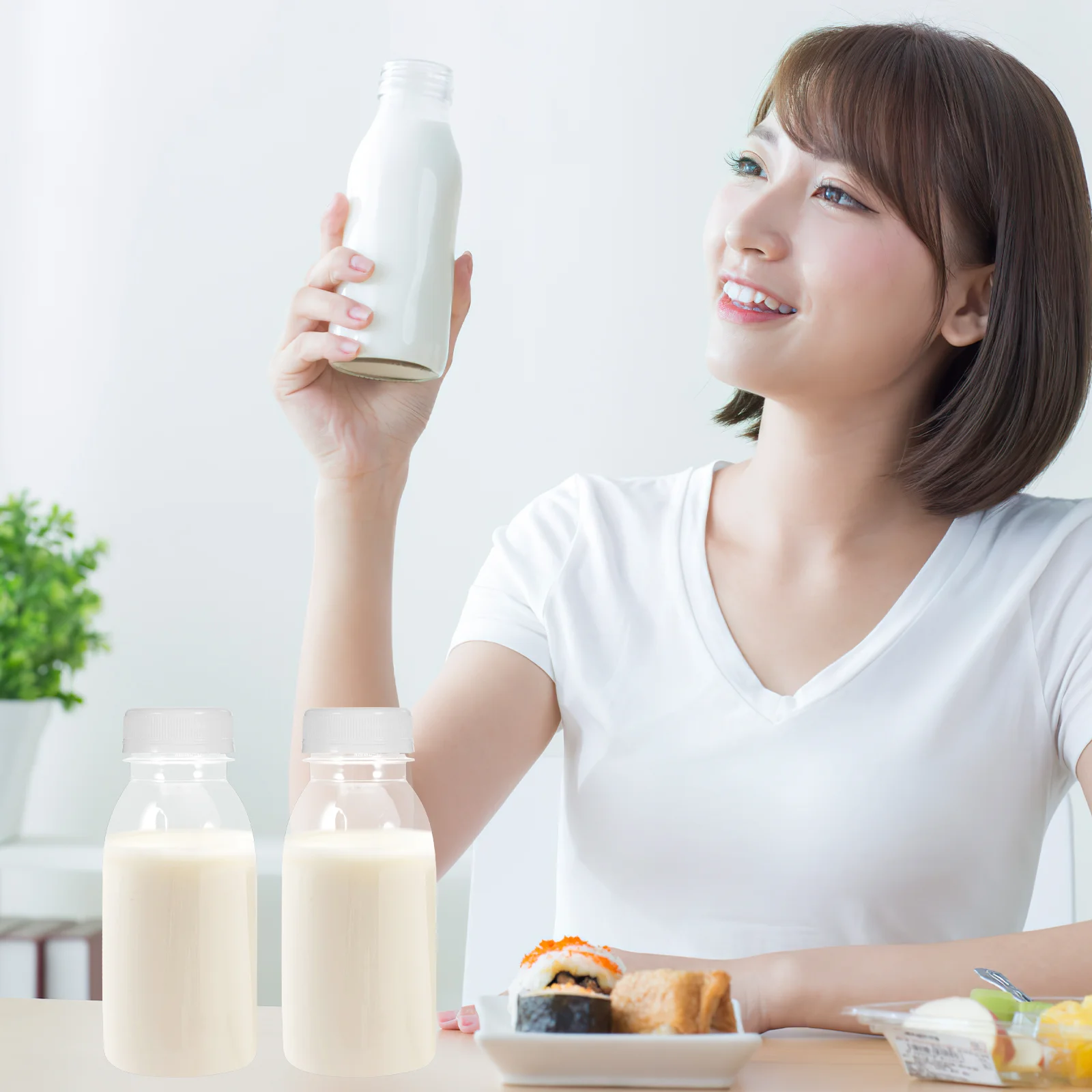 10 szt. Butelka na budyń świeże mleko jogurt przezroczysta woda plastikowe butelki na napoje na sok Mini szklane napój podróż dla zwierząt domowych