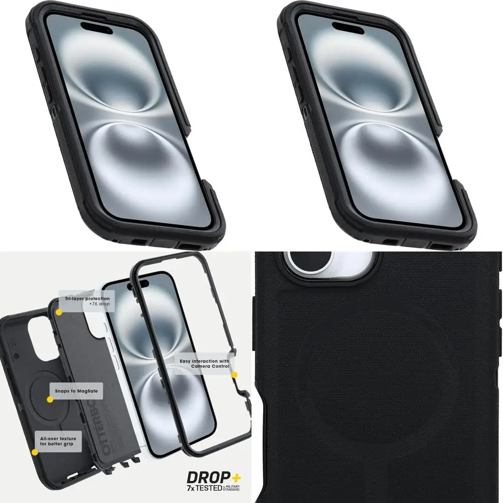 

iPhone 16 Defender Series Case - Black (Single Unit Ships in polybag)