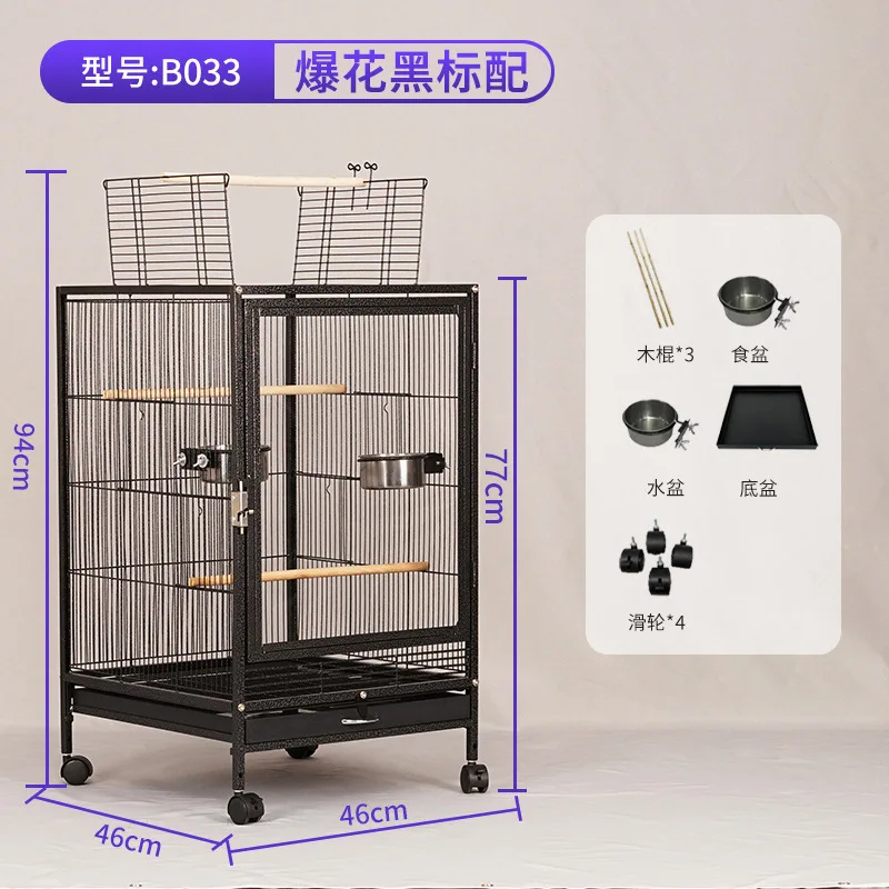 

Hot Sale Pet House Carriers With Pulley Movable Birdcages Clear Single Side Acrylic Door Panel Large Bird Cage