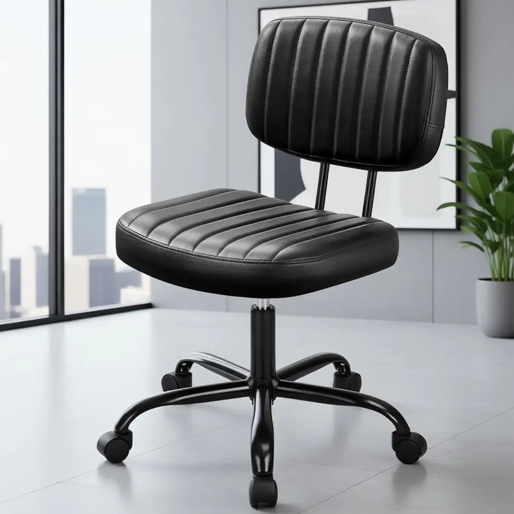 

Compact Ergonomic Desk Chair with Adjustable Height, Lumbar Support, and 360° Swivel for Small Spaces and All Ages in Black