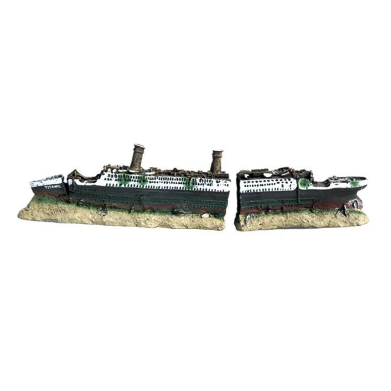 Aquarium decoration Sinking Titanic Model Shipwreck ornaments Natural Resin Fish Tank Decoration Castle Fish Tank Decor Ornament