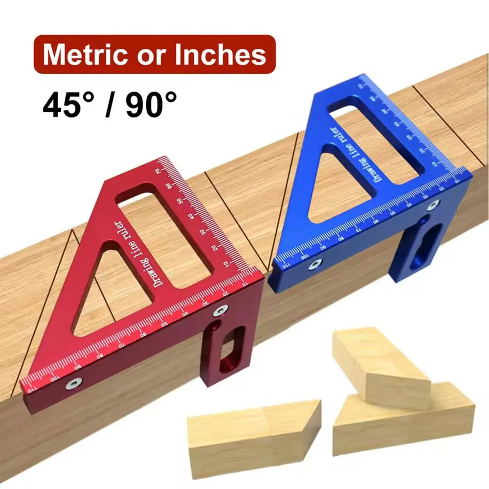 Woodworking Square Protractor Aluminum Alloy Miter Triangle Ruler High Precision Layout Measuring Tool for Engineer Carpenter