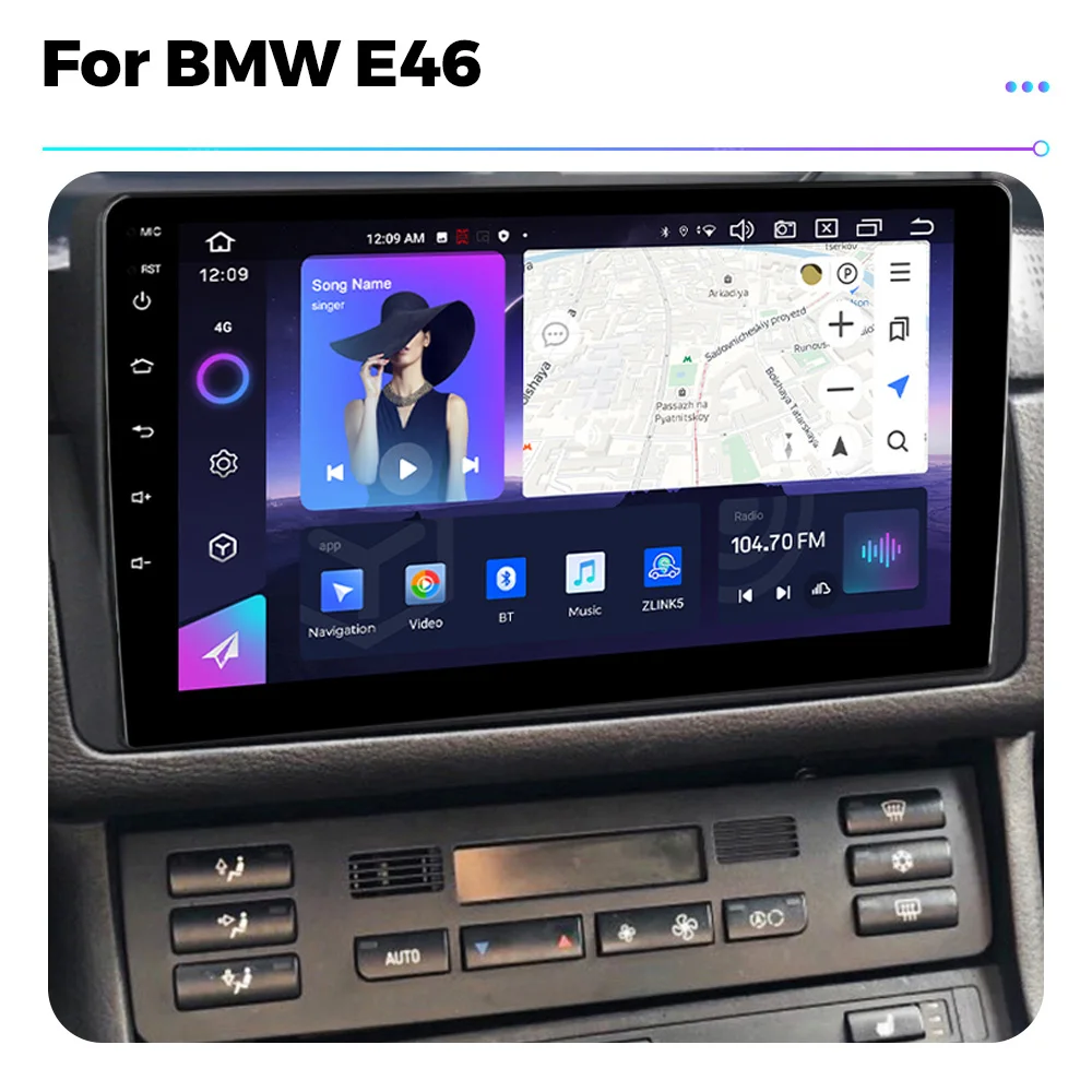 2 din 4G Full Netcom Car Radio Stereo Multimedia Player 2K Touch Screen Car-play Android AUTO For BMW E46 M3 318/320/325/330/335