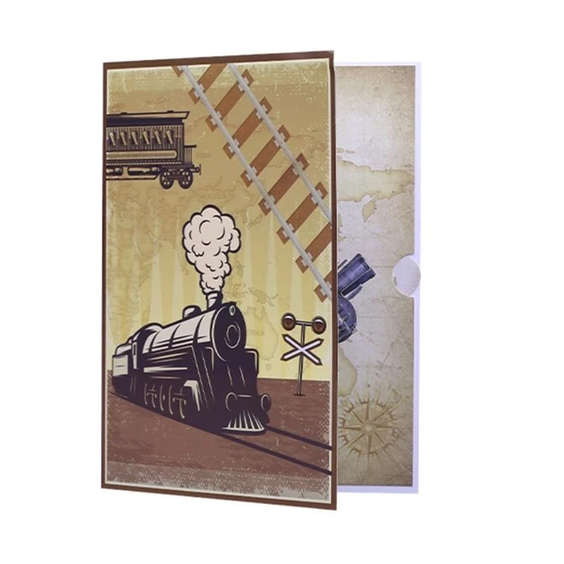 

652F Steam Train 3D Greeting Card Happy Birthday Card with Envelope Creative Fathers Day Gift for Dad Grandad Husband