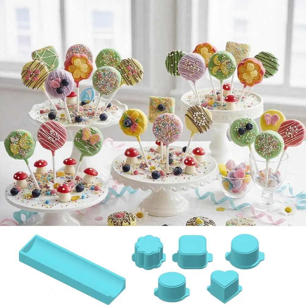 Birthday Cake Molds 6/12pcs Cake Pop Mold Set with Tray 3d Printed Cake Pop Cutter Pusher Food-grade Plastic Baking for Birthday