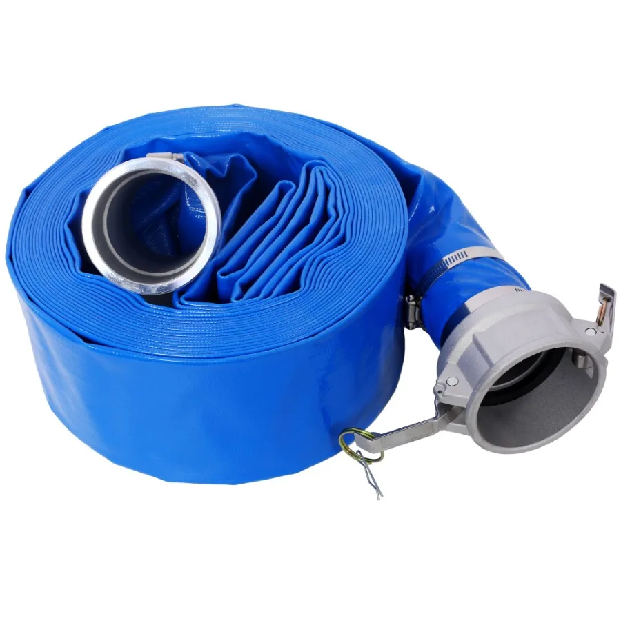 

3x50FT Pool Backwash Hose Heavy Duty Reinforced Blue PVC Lay Flat Water Discharge Pump Hoses For Swimming Drain Pools and Clean