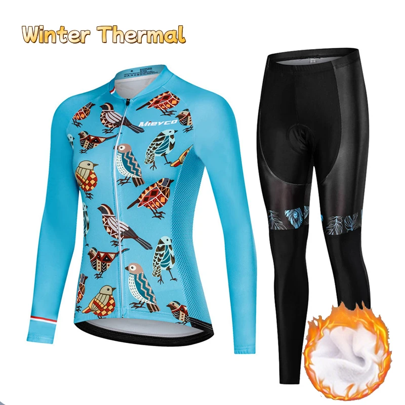 

2025 флисовый теплый велосипедный трикотаж, зимний костюм с подкладкой и длинными рукавами, длинные брюки для горного шоссейного велосипеда, женский Ropa Ciclismo Mujer