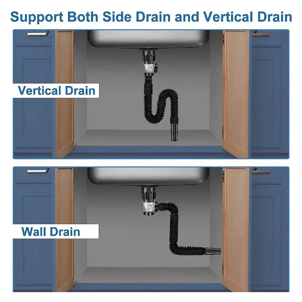40-50mmWashbasin Drainage System Siphon With Odorless And Bottom Ball Flexible Hose For Sinks