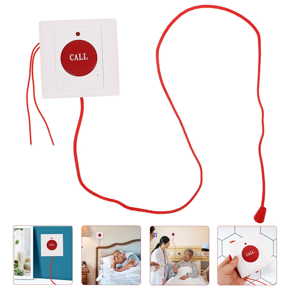 

2Pcs Elderly Emergency Call Button Wall Mounted with Pull Cord Buzzer Alarm for Seniors Patient Caregiver Remote Help