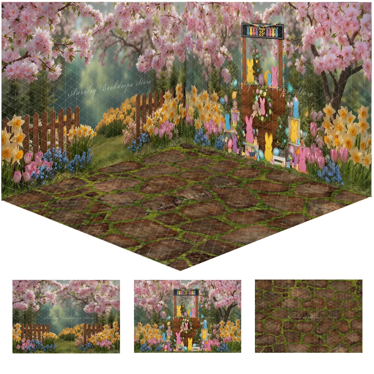 Fences of Rural Estates in Spring Backdrops Child Baby Photo Props Adult Kids Decors Easter Carrot Photography Studio Background