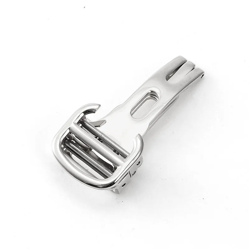 14mm 16mm 18mm 20mm 304L Stainless Steel Watch Strap for Leather Watch Band Metal Folding Butterfly Watch Clasp Accessories