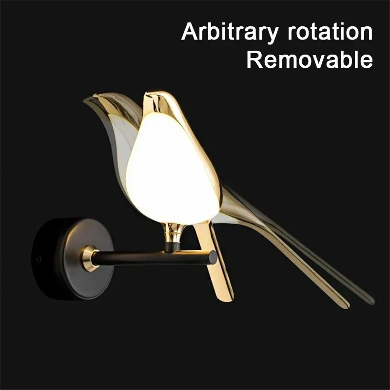 Nordic Bird Sconce Dining Table Kitchen Hanging Led Lights Bathroom Bedroom Bedside Indoor Wall Lamps for Room Home-appliance