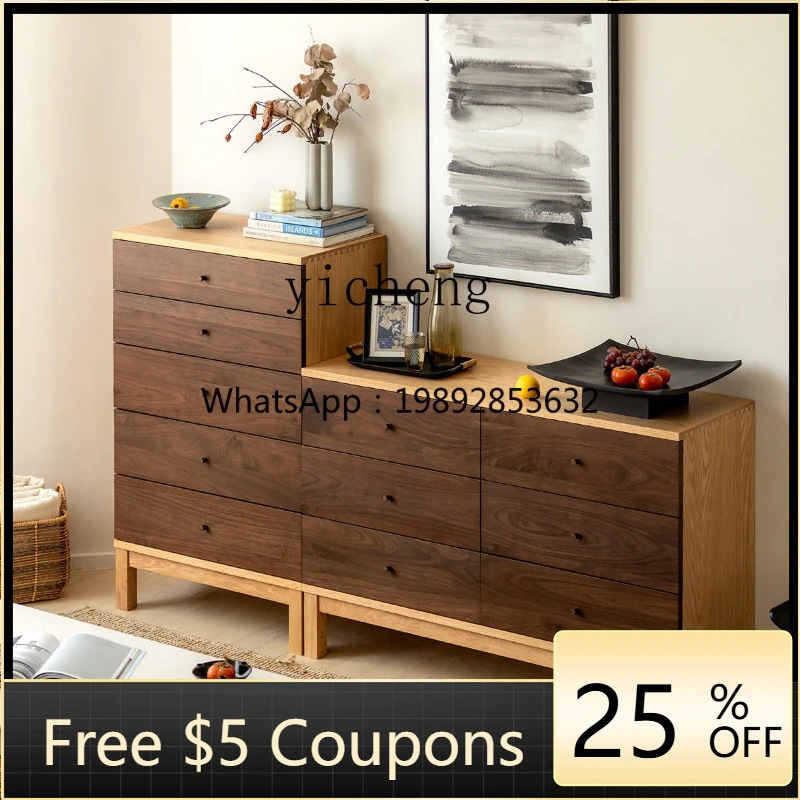 

TT chest, all solid wood red oak walnut living room storage cabinet chest