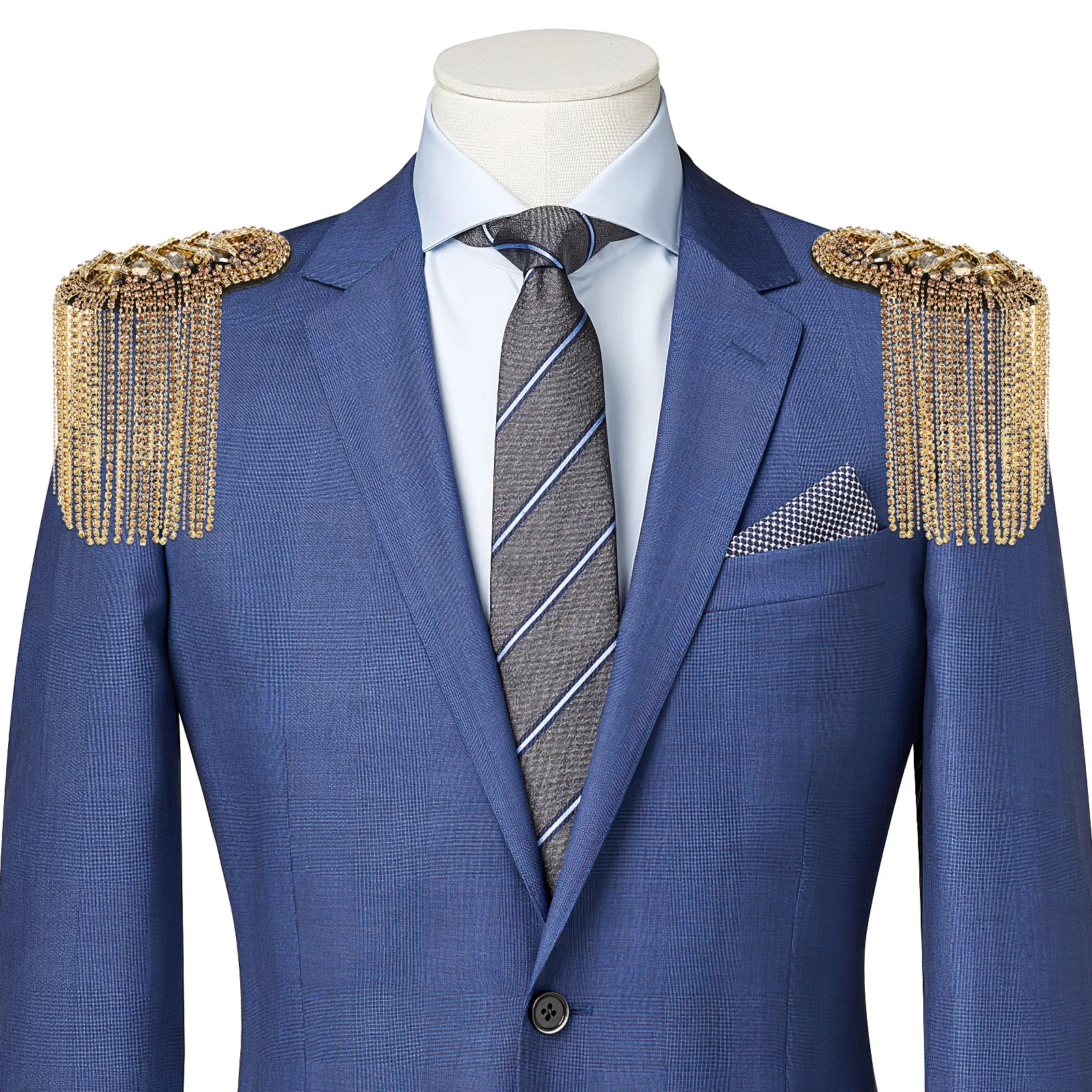 1 Pair Gold Tassel Epaulet Rhinestone Shoulder Board Costume Shoulder Badge Decor Shoulder Mark Fringe Epaulet for Suit