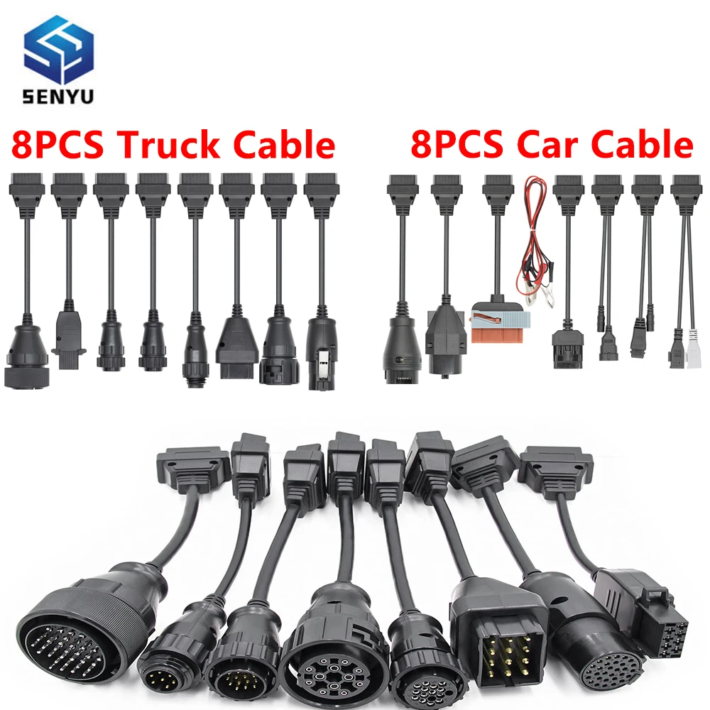 8Pcs Full Sets TCS CDP Multidiag PRO Car Truck OBD Converter Cables OBD2 Diagnostic Interface Connector Extension Cable