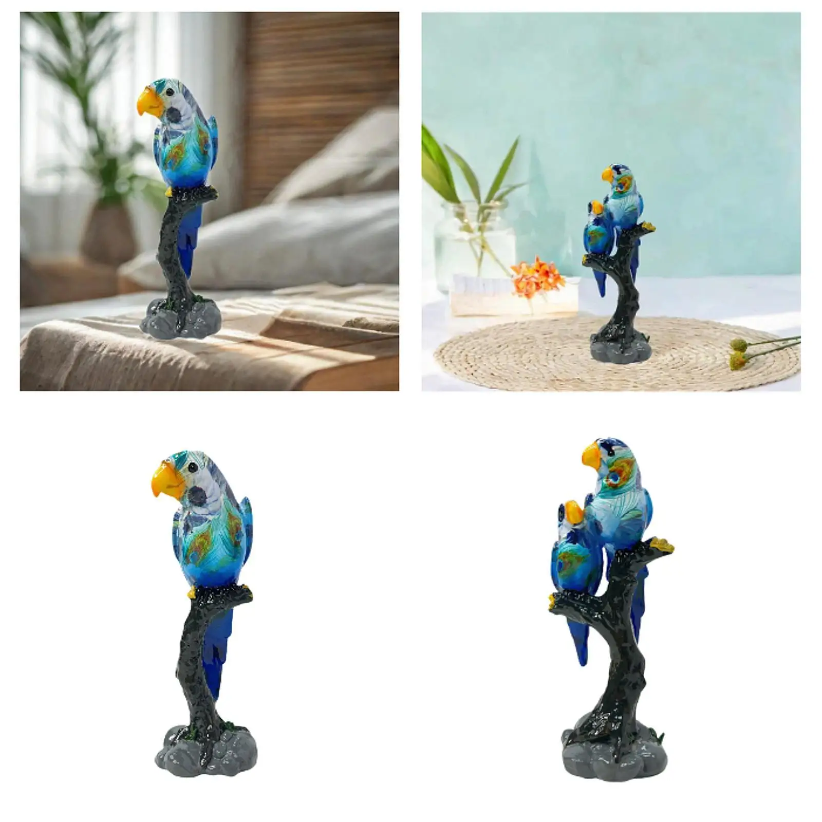 Parrot Statue Bird Lover Gift Bird Figurine for Balcony Bedroom Living Room