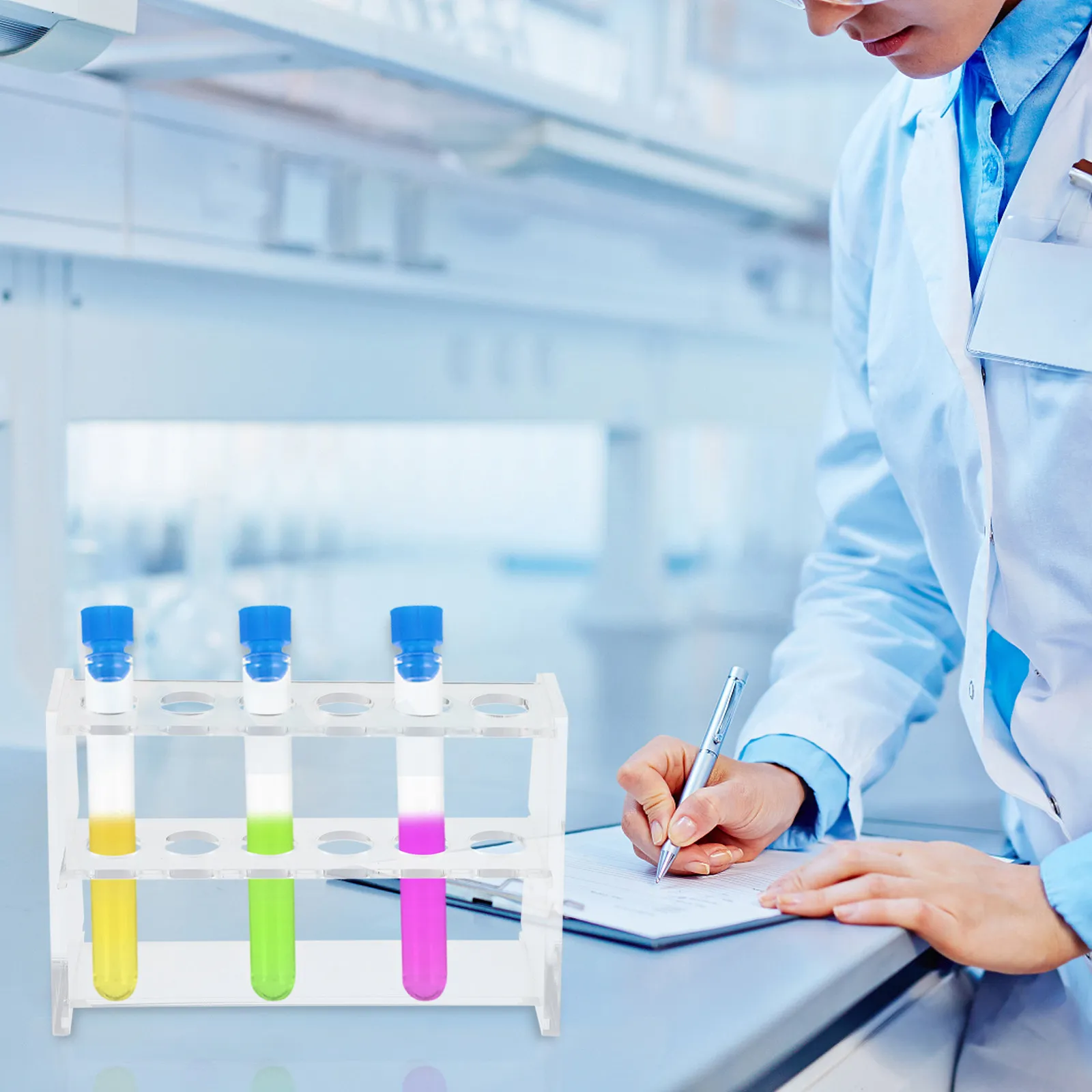 Acrylic Test Rack Holder Organizer For Biology Lab Science Teacher 2-Layer Centrifuge Tube Transparent Laboratory