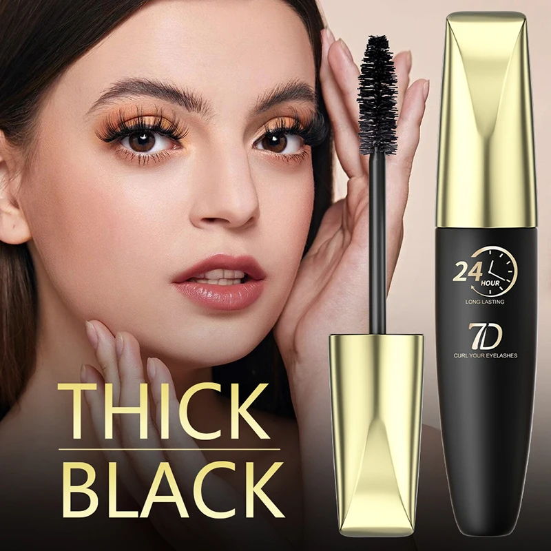 7D Mascara Double Effect Lengthen Curling Thick Eyelash Extension Long Lasting Silk Fiber Eye Lashes Makeup Mascara Cosm