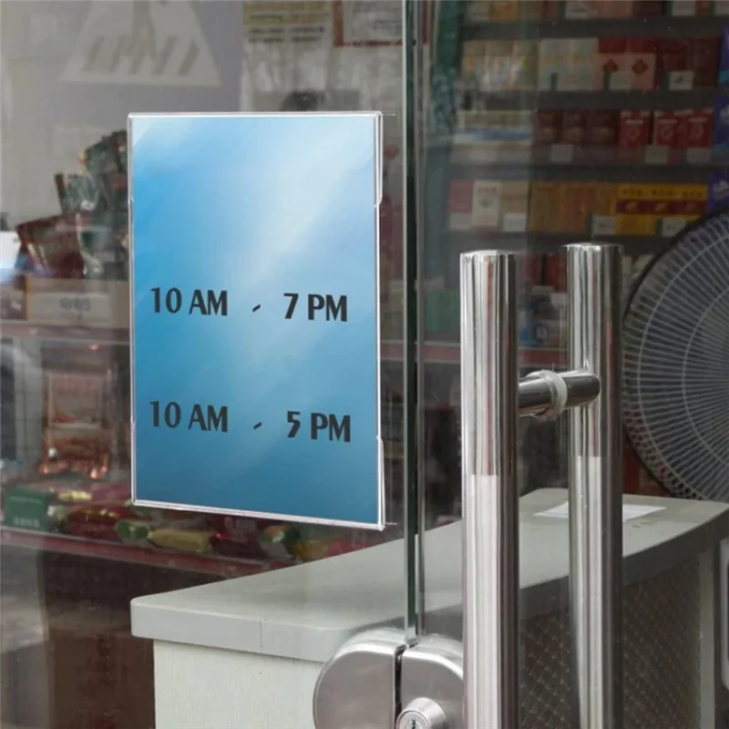 

AT63-6Pc Acrylic Photo Frame No-Punch Wall-Mounted Transparent Price Tag With Table Sign A4 Display Frame For Home