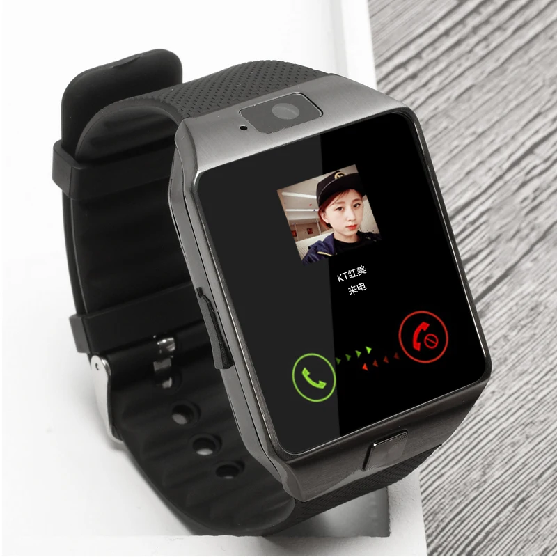 Montre intelligente à écran tactile numérique avec appareil photo, montre-bracelet compatible Bluetooth, carte EpiCard, iOS, Android, matin, DZ09