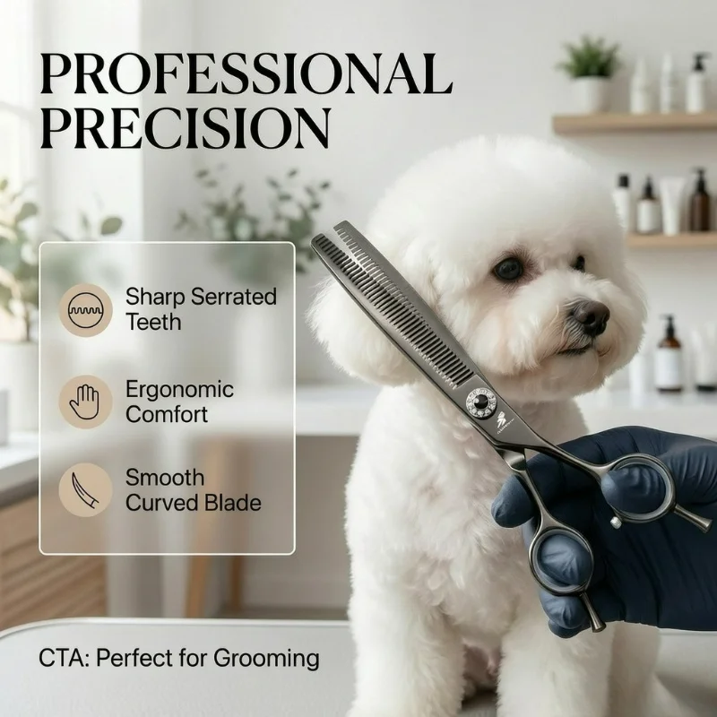 

7-дюймовые профессиональные ножницы для груминга животных с изогнутыми лезвиями типа «рыбья кость», из стали JP440C, инструменты для грумеров собак