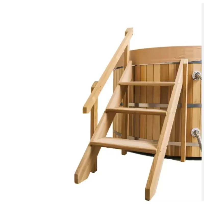 【2026】Manufacturer Direct Sale Canada Red Cedar Wood Fired Hot Tub Spa Outdoor 3-4 Person Bathtub Wood Burning