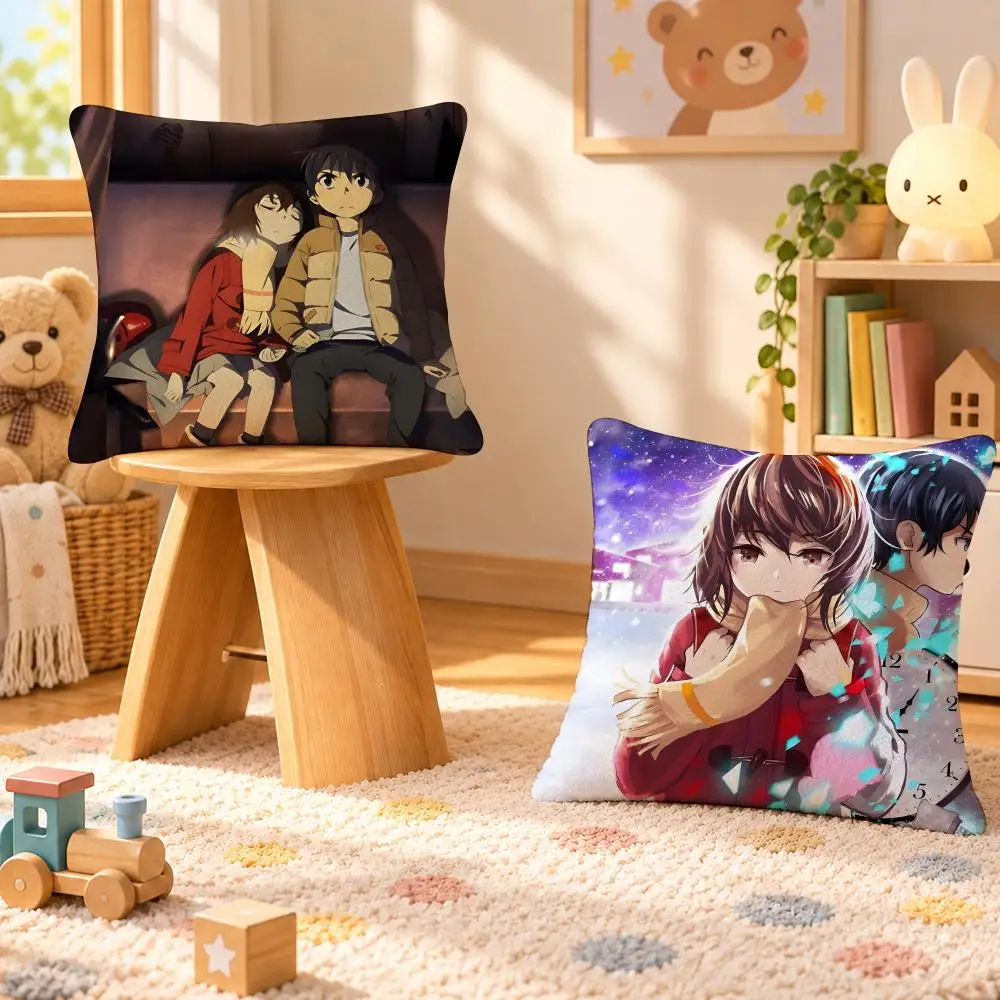 Anime Erased Mystery Thriller Cushion Cover Personalized Soft Plush Pillow Living Room Home Sofa Bedroom Office Car Cushion