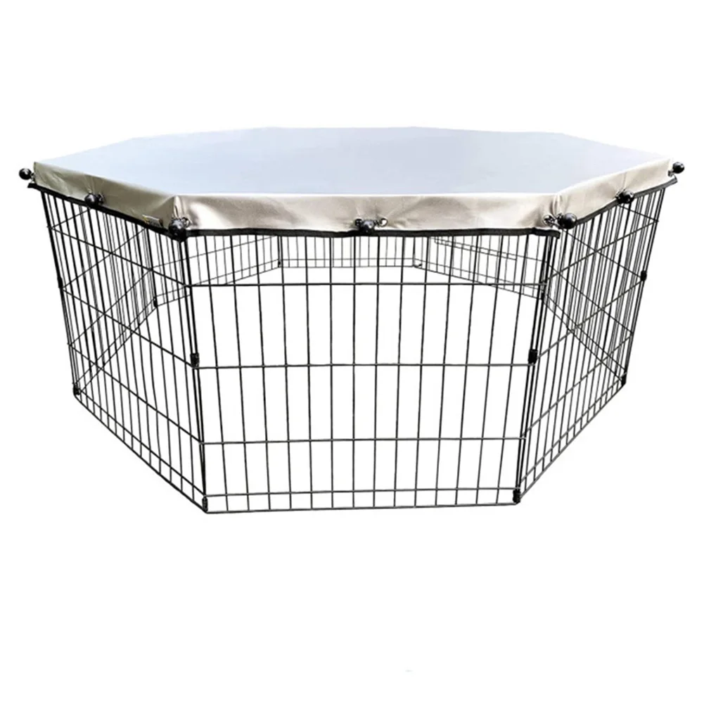 for puppy Fence for top Pad Pet Playpen Cover With Elasticated Straps Black Full Coverage Octagonal W24inch Waterproof