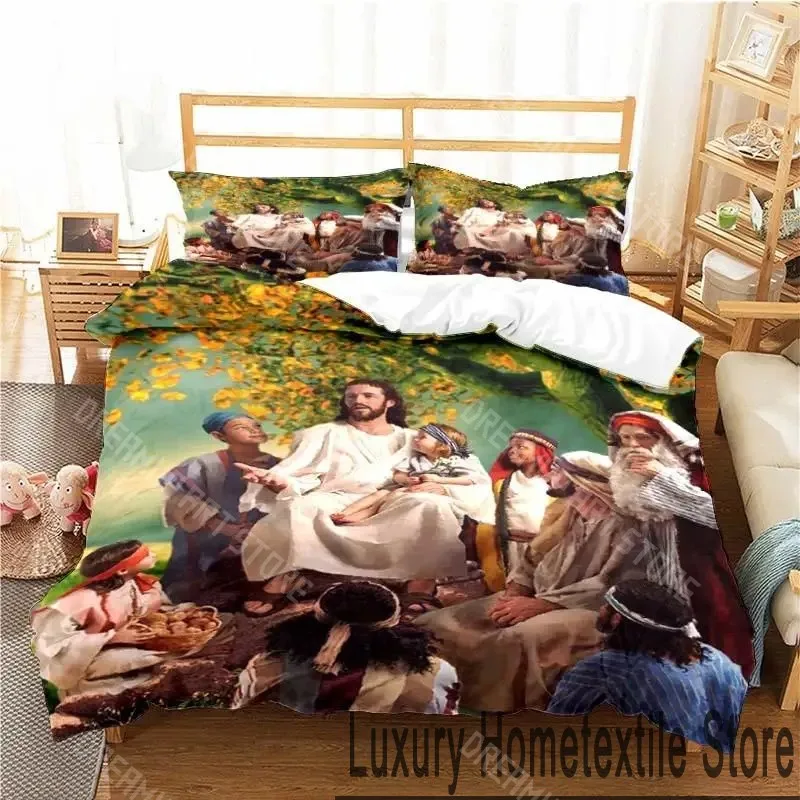 3D Printed Jesus Christ Sacred Heart Bedding Set for Boys Girls Duvet Cover Pillowcase Twin Queen King Full Single Double Sizes