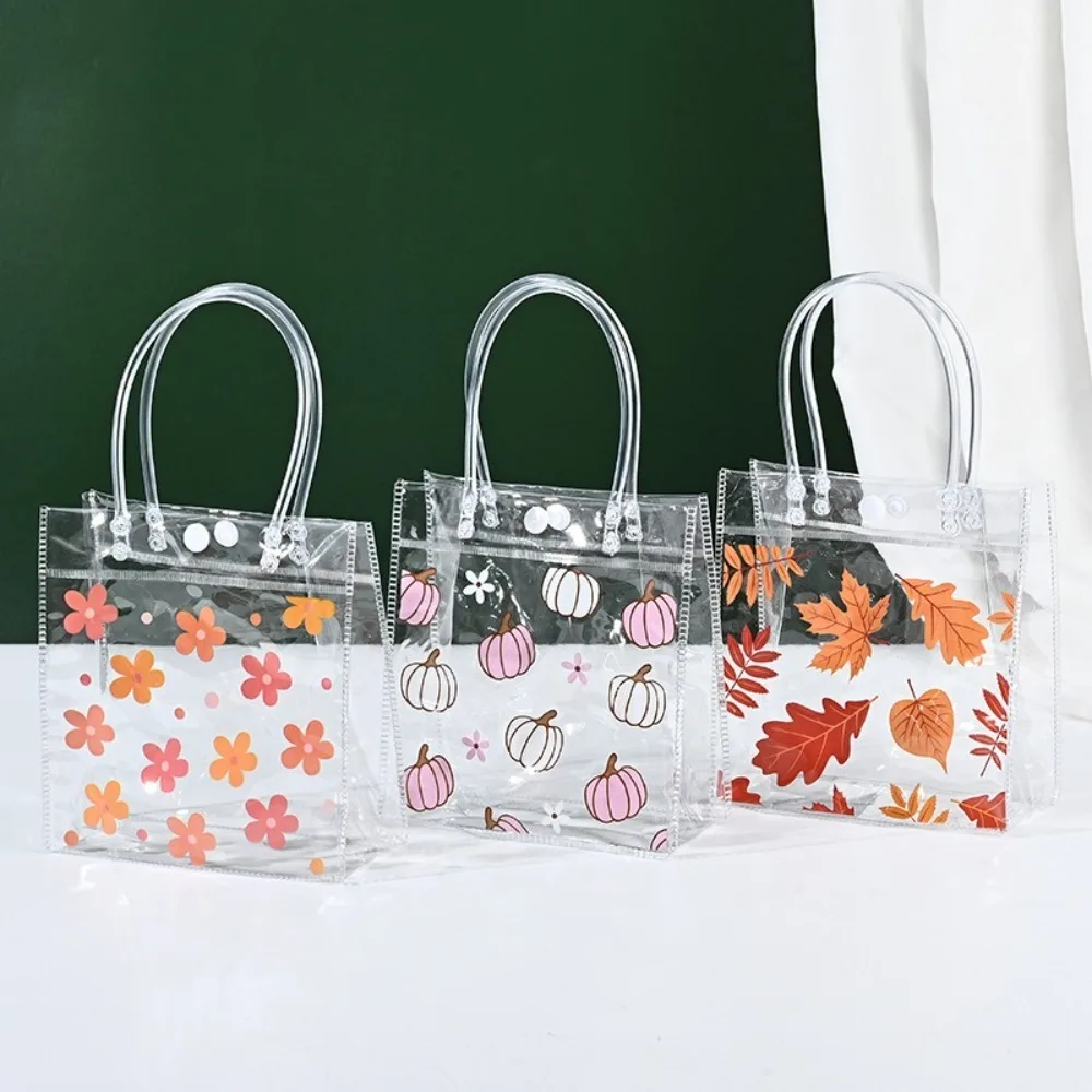 New PVC Clear Tote Bag Transparent Handle Transparent Shopping Bags Large Capacity Gift Packaging Bag