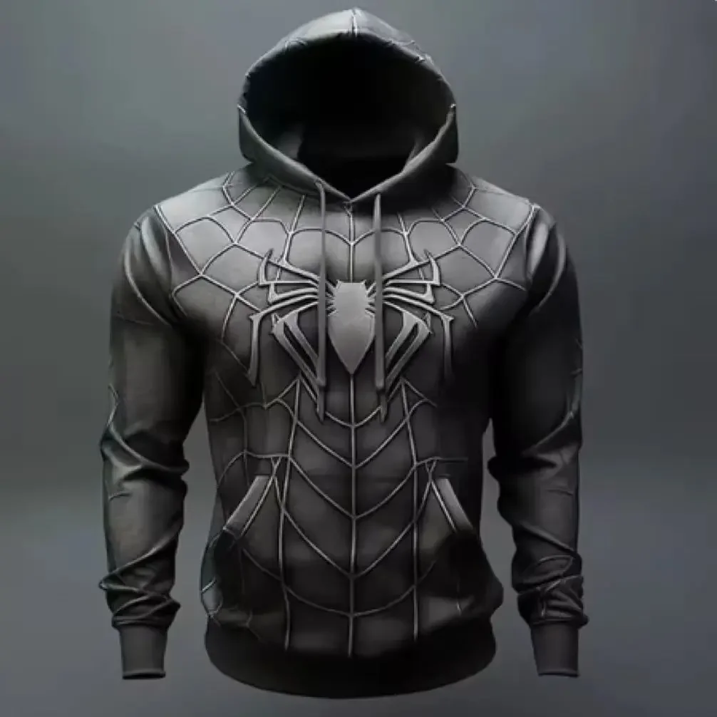 Autumn and winter new retro men's sweatshirt 3D spider print casual hoodie oversized clothes Harajuku oversized hoodie