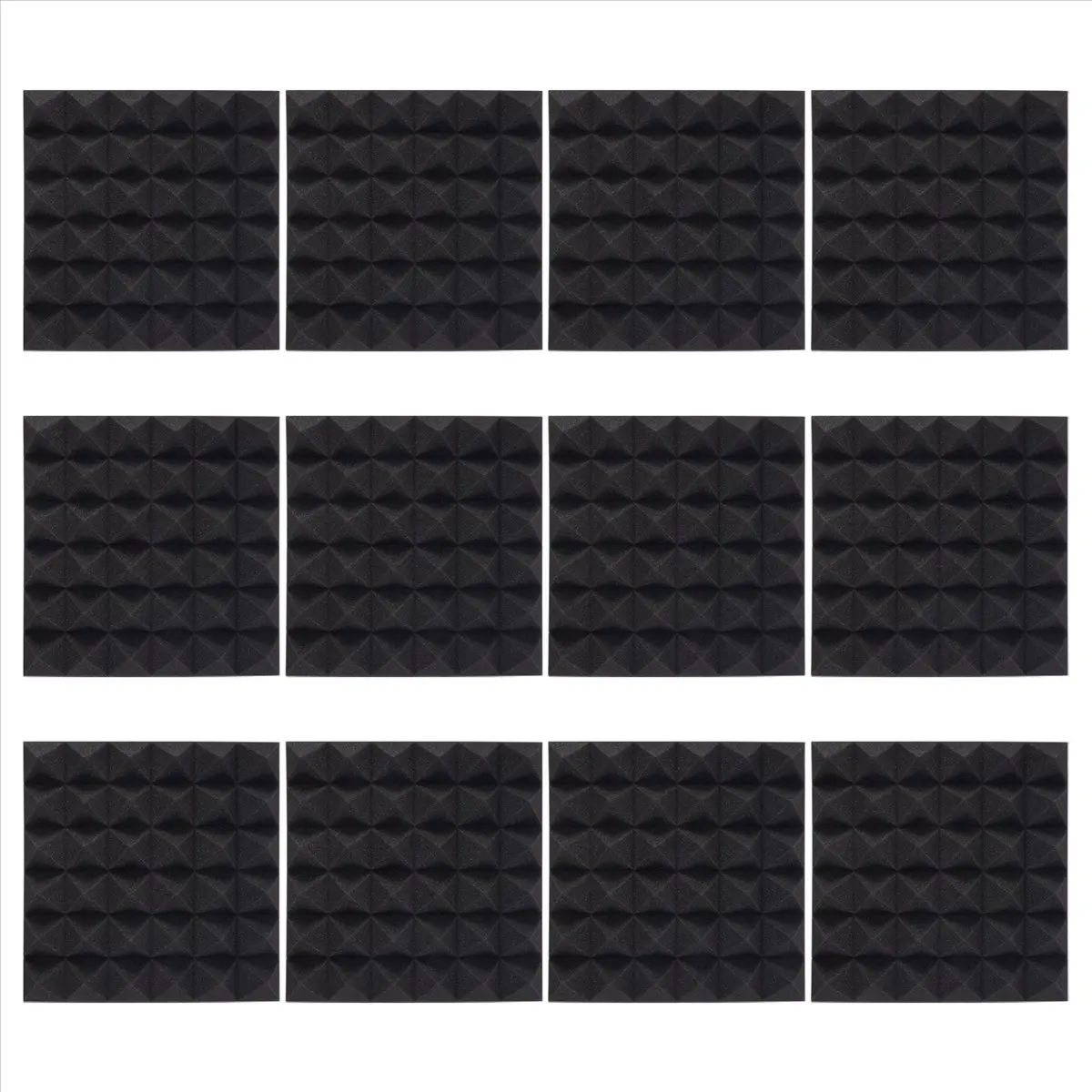 【STOCK】12Pcs Soundproof Foam Panels,2 Inch x 12 Inch x 12 Inch Pyramid Shaped Acoustic Panels for Wall,Studio, Home and