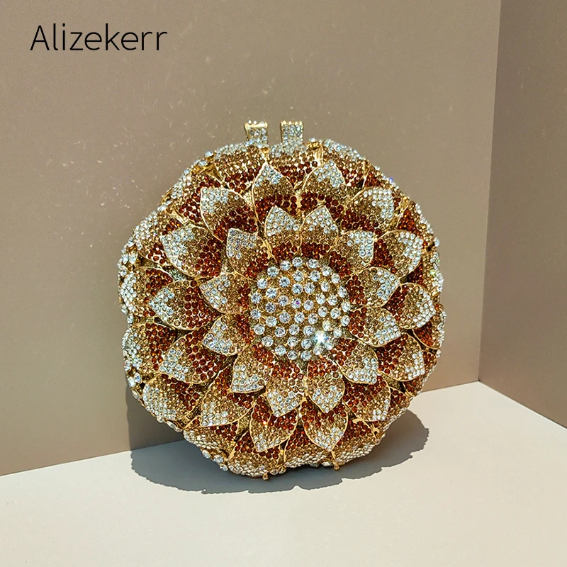

Alizekerr вечерние сумки с кристаллами подсолнуха, женские сумки 2022, великолепный бутик, клатчи со стразами и цветами, кошельки и сумки для свадебной вечеринки