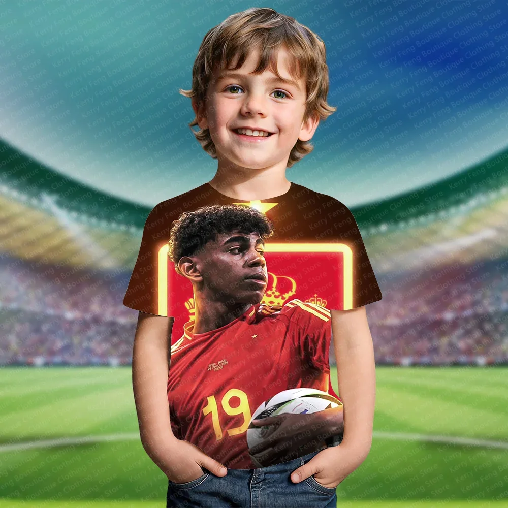 2024new Summer Classic Yamal 3D Printed Kids Adult Sports T shirt Daily Fashion Personalized Fan Commemorative Short sleeved Top