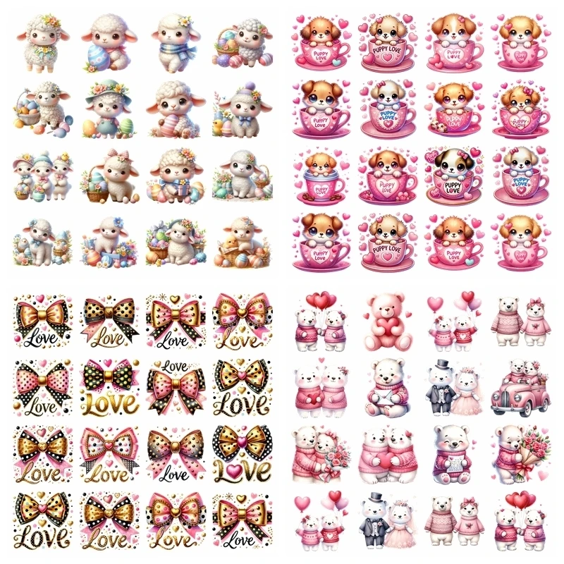 14CM Sheep donuts snowflakes heat transfer iron on printing vinyl stickers T-shirt stickers DIY Toy doll clothing decoration
