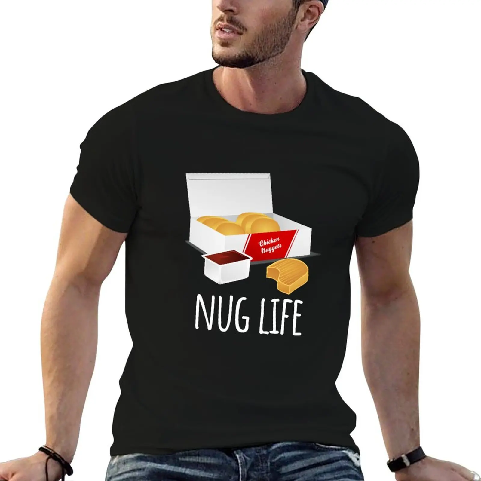 Футболка Nug Life - Chicken Nuggets, мужские футболки с графическим рисунком, мужская однотонная футболка, мужская футболка с графическим рисунком