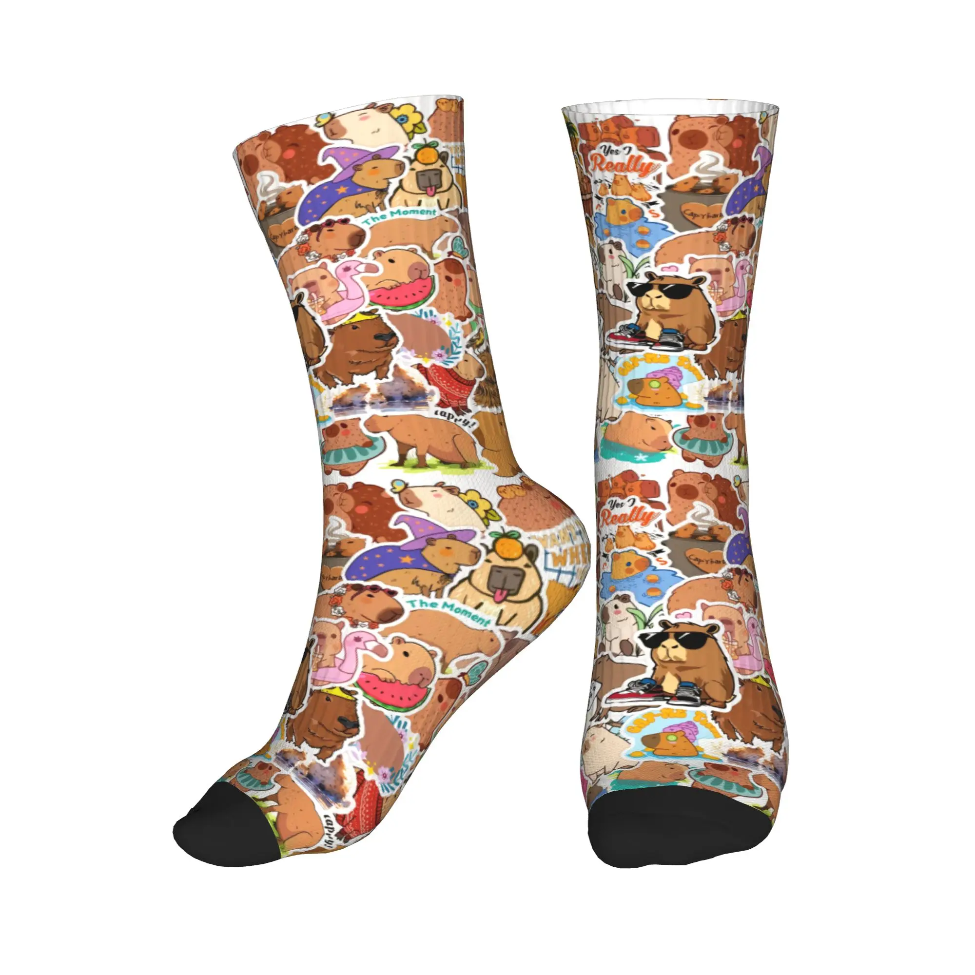 

Cute Giant Cavy Capybara Collage Dress Socks for Men Women Warm Fashion Novelty Crew Socks