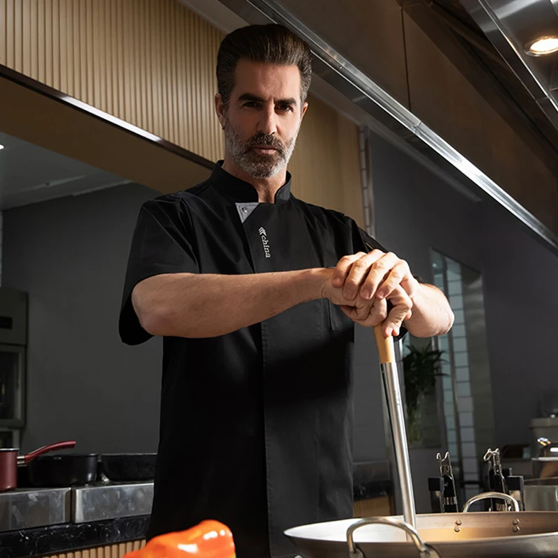 Uniforme de chef de restaurant occidental pour hommes, salopette d'été à manches courtes, vêtements de travail de cuisine de cuisson de la nourriture d'hôtel, 73Chamonix WaClaShirts