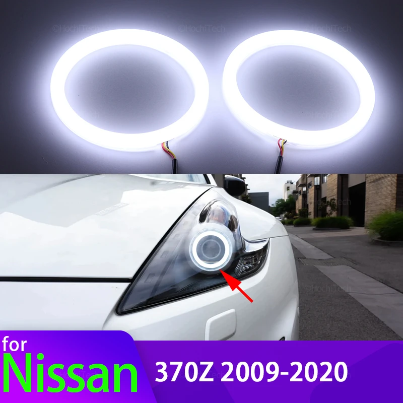 For Nissan 370Z 2009-2020 Car Accessories 6000K White SMD Cotton Light LED Angel Eye Ring Kit, 2 Years Wattanty