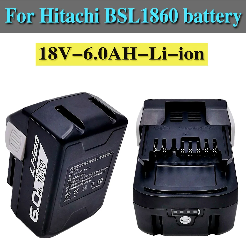 For Hitachi 18V 6000mAh Li-ion Battery， Cordless Power Tools for BSL1850 BSL1860 BCL1815 EBM1830 BSL1840