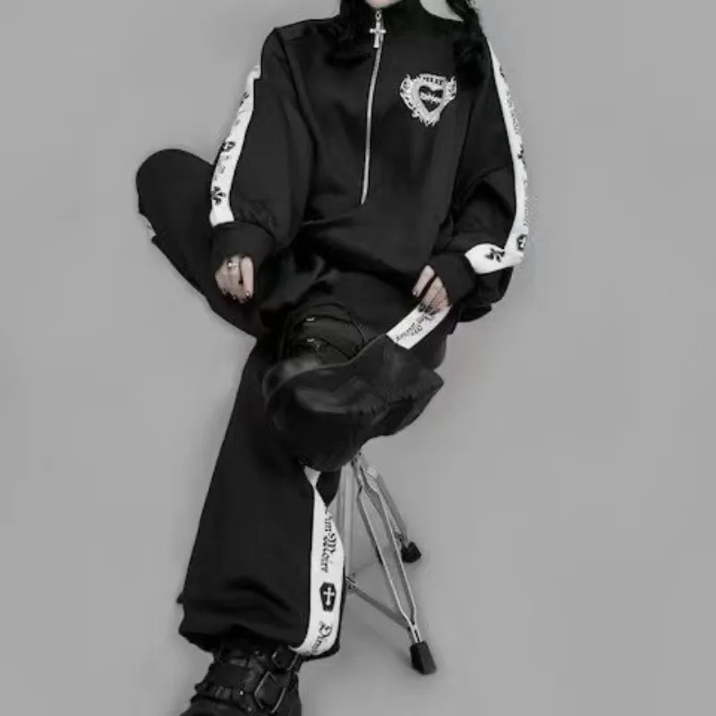 겨울 Y2K 하라주쿠 고딕 후드티 여성 스트리트웨어 빈티지 패션 스웨트셔츠 서브컬쳐 레이스 토끼 귀 Y2k 후드 탑 신상품