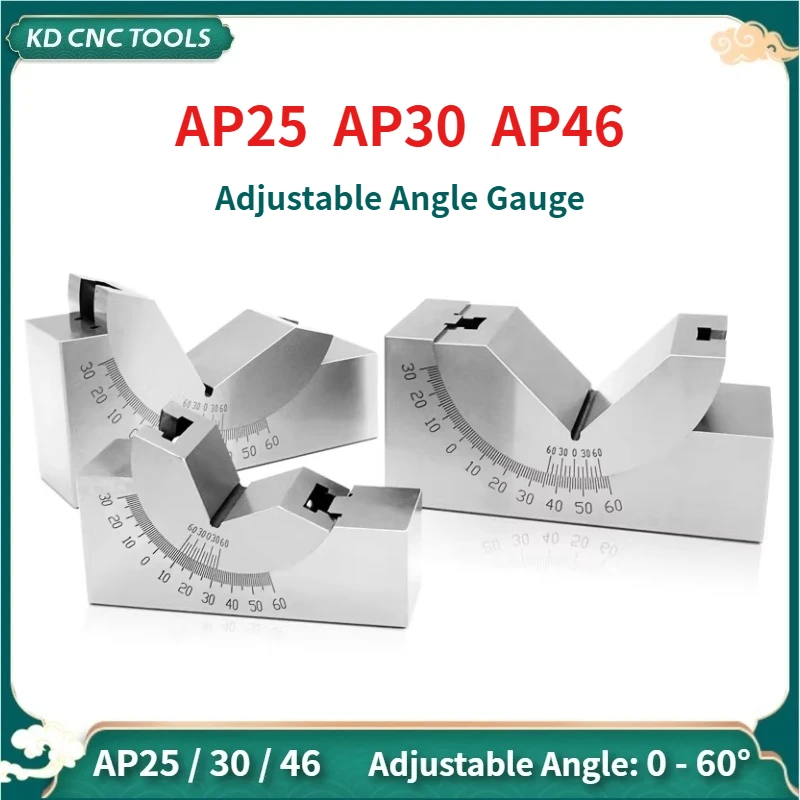 KD CNC Adjustable angle gauge precision grinder, milling machine right angle inclination pad V-type AP25/30/46 angle measurement