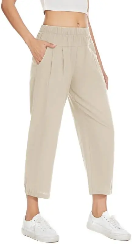 سراويل اليوغا النسائية فضفاضة وناعمة للتمرين، جيوب السراويل غير الرسمية #4