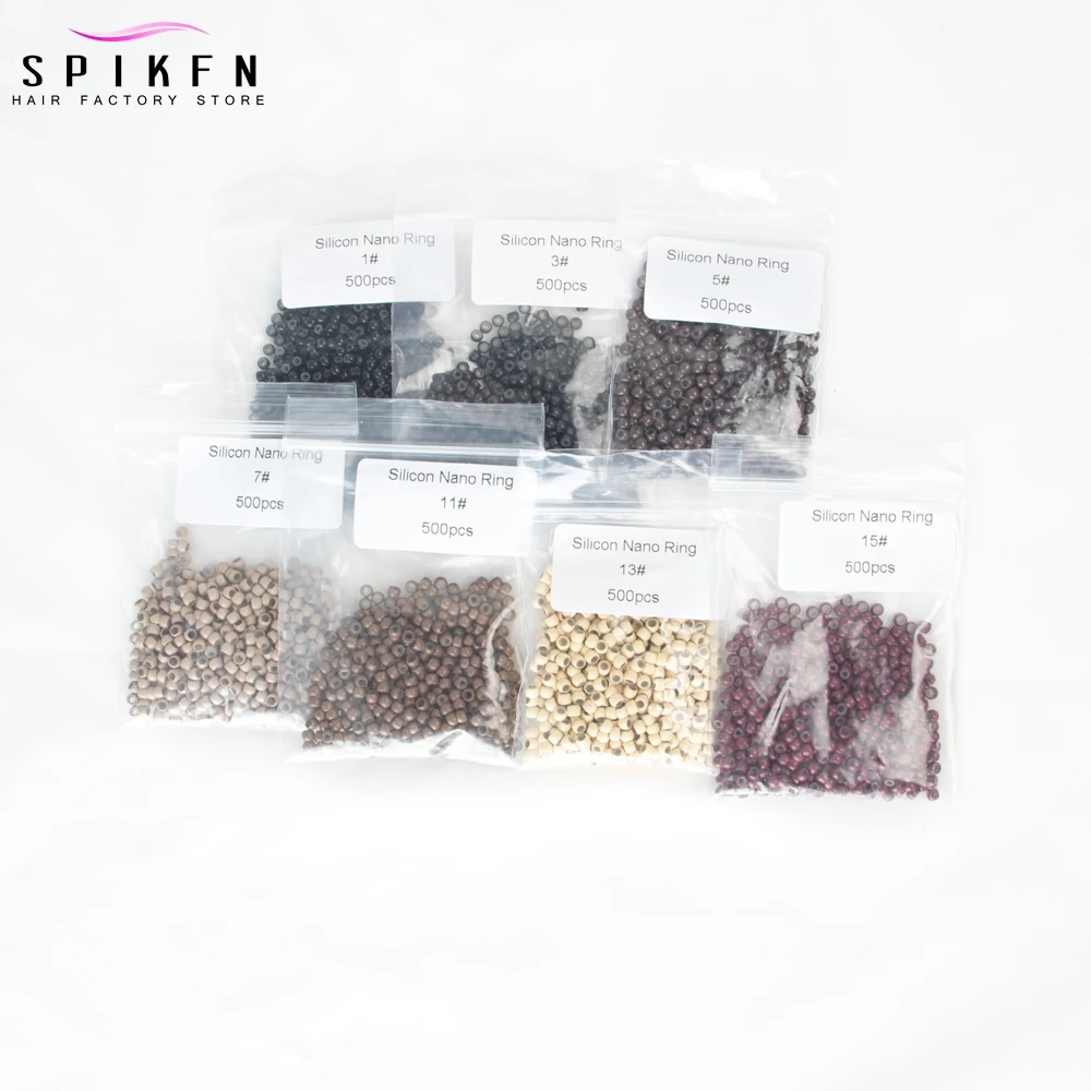 500pcs Silicone Nano Rings Copper Rings Silicone Line Hair Beads with 1pc Hair Loop 1pc Plier For Salon