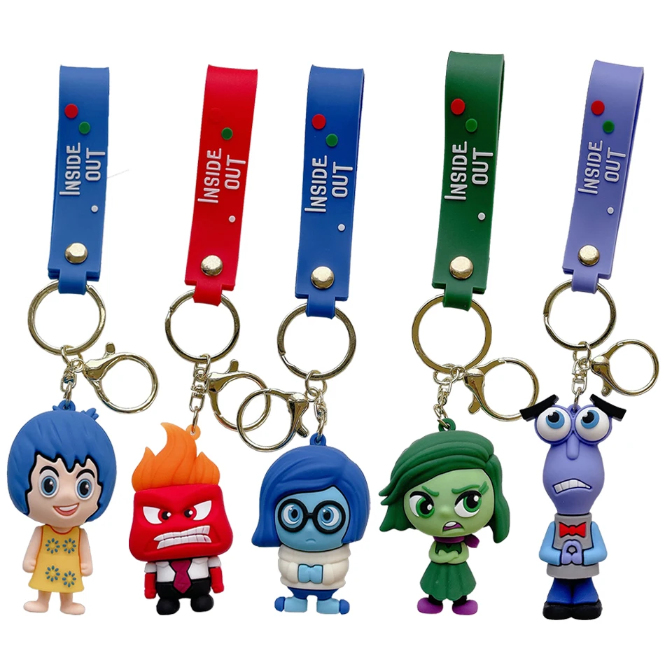 Anime INSIDE OUT Figure Keychain Cute Brain Secret Service Team 3D Doll Cartoon Car Key Accessories Pendent Gift for Children