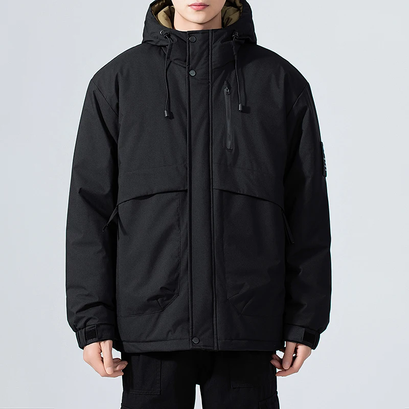 سترة الصيد الرجالية معطف تسلق الجبال الرجال سميكة معطف مقنع شتاء جديد فضفاض الرجال سترة العمل بسيطة وعصرية #4