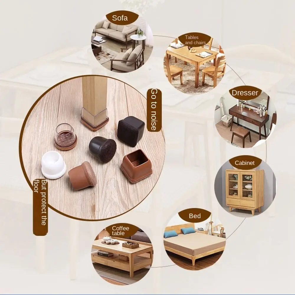 4PCS TPE Table Leg Protector Covers Floor Protectors Non-Slip Chair Foot Caps Durable Circular Furniture Protection Pads