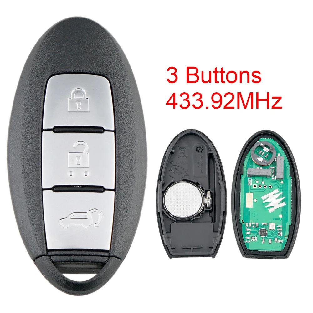 2 / 3 Buttons 433.92MHz Smart Car Remote Key with 4A Chip Fit for NISSAN / Qashqai X-Trail Car Key Replacements